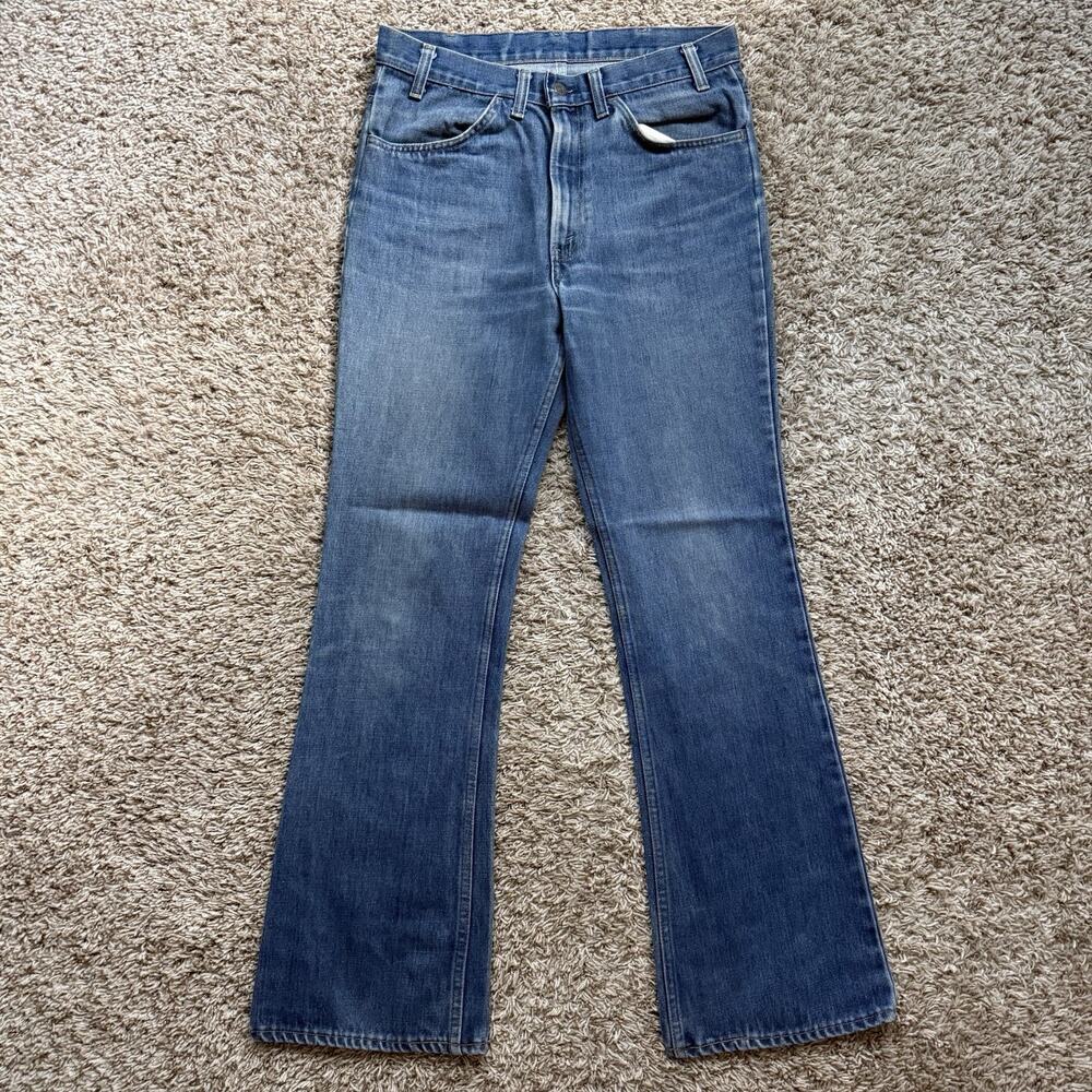 Vintage Levi’s 70’s Orange Tab 646 Bell Bottom Flare Blue Denim Jeans Size 32x33